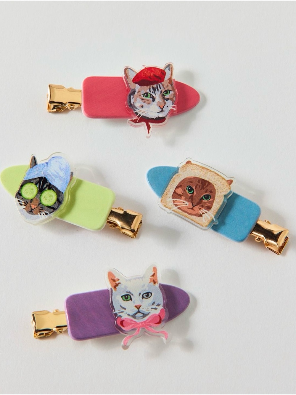 Funky Cats Statement Crease-Free Hair Clips Set